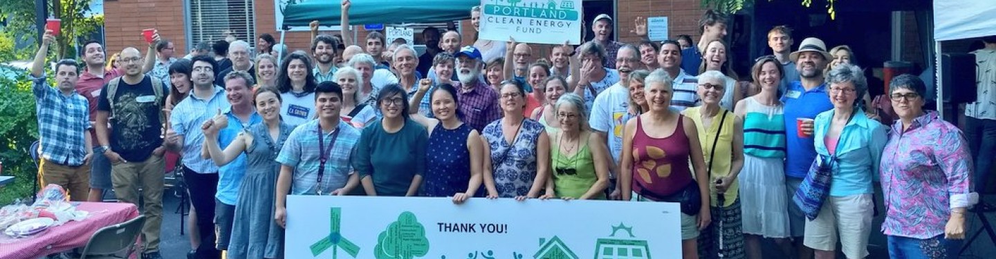 gathering of Portland Clean Energy Fund supporters